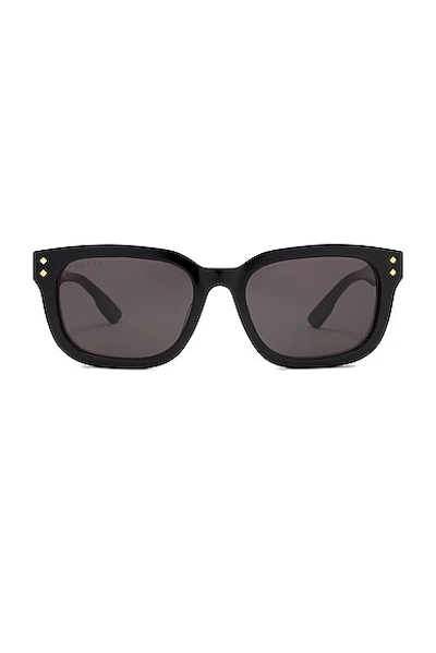Shop Gucci Square Sunglasses In Black & Grey