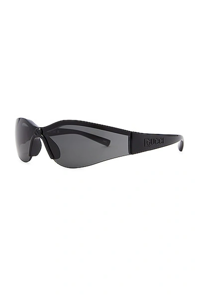 Shop Gucci Mask Sunglasses In Black & Grey