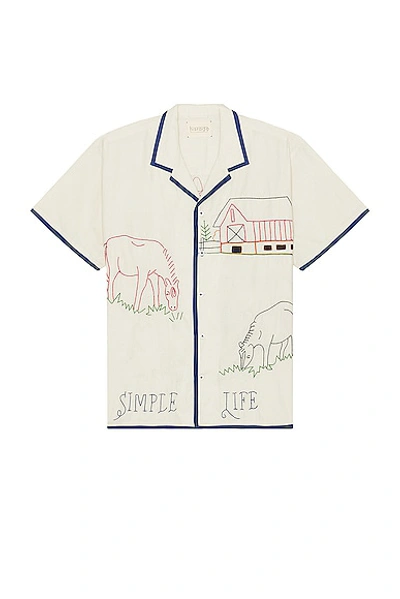 Shop Harago Simple Life Short Sleeve Shirt In Off White