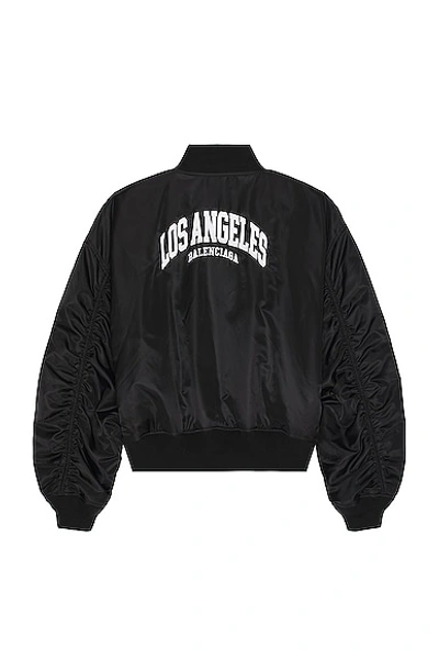 Shop Balenciaga Los Angeles Varsity Jacket In Black