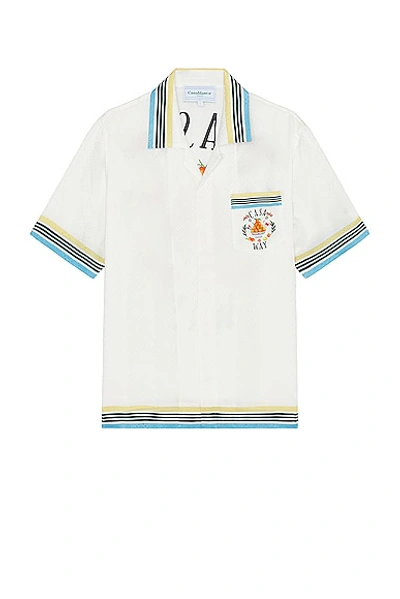Shop Casablanca Cuban Collar Short Sleeve Shirt In Casa Way