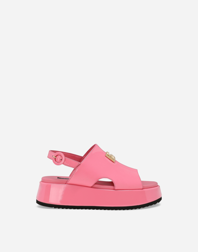 Shop Dolce & Gabbana Patent Leather Sandals In Pink