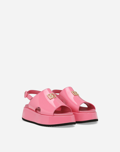 Dolce & Gabbana Patent Leather Sandals In Pink