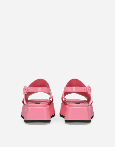 Dolce & Gabbana Patent Leather Sandals In Pink