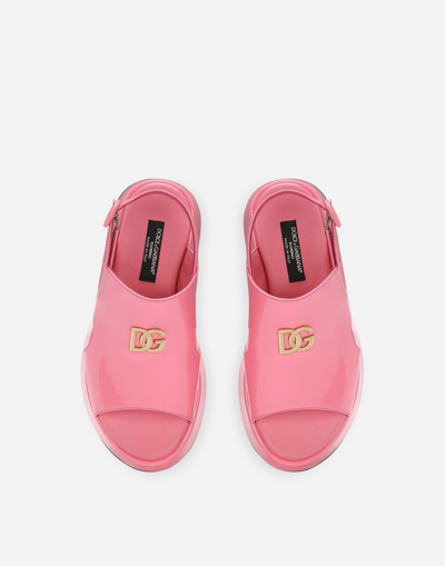 Shop Dolce & Gabbana Patent Leather Sandals In Pink