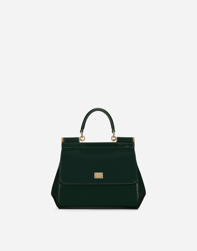 Dolce & Gabbana Medium Sicily Top Handle Bag In Dauphine Leather In グリーン