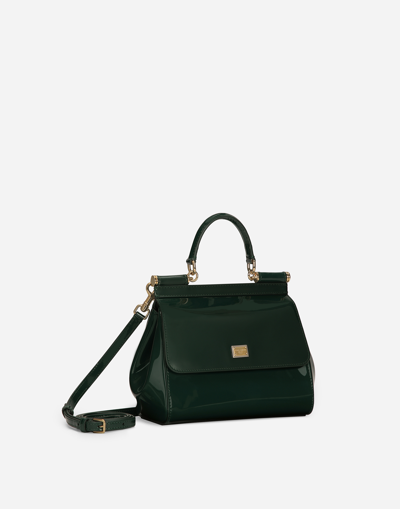 Dolce & Gabbana Medium Sicily Top Handle Bag In Dauphine Leather In グリーン