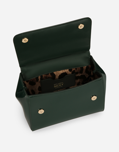 Dolce & Gabbana Medium Sicily Top Handle Bag In Dauphine Leather In グリーン