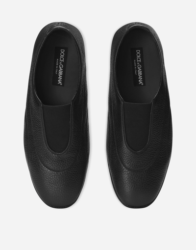 Shop Dolce & Gabbana Deerskin Slippers In Black