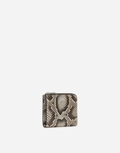 Shop Dolce & Gabbana Python Skin Card Holder In Yellow