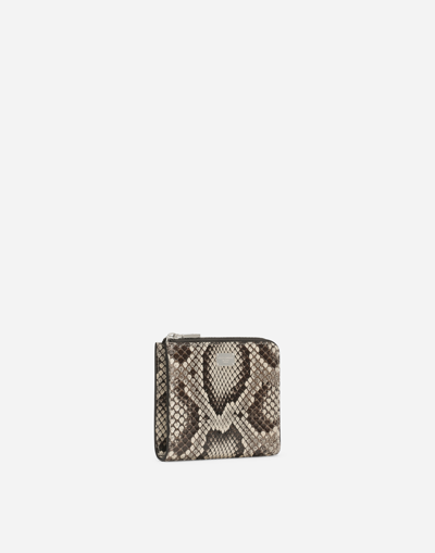 Dolce & Gabbana Python Skin Card Holder In Yellow