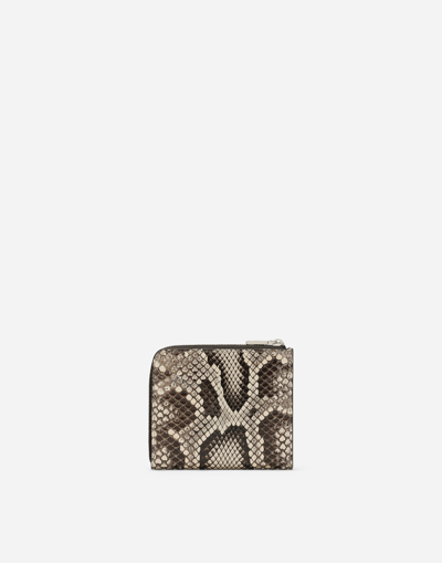 Dolce & Gabbana Python Skin Card Holder In Yellow