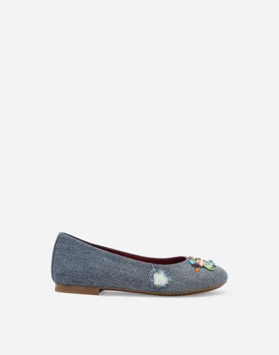 Shop Dolce & Gabbana Patchwork Denim Ballet Flats In Blue