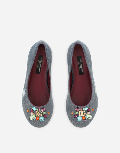 Shop Dolce & Gabbana Patchwork Denim Ballet Flats In Blue