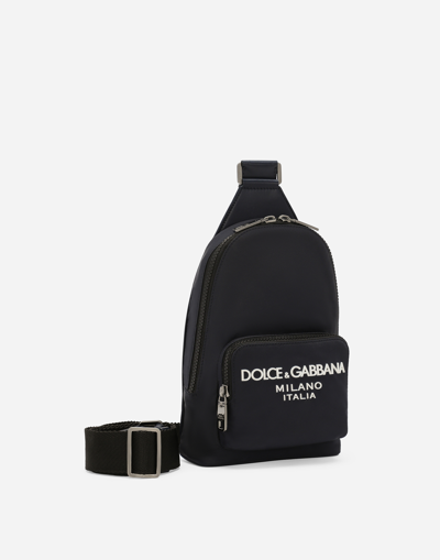 Shop Dolce & Gabbana Nylon Crossbody Backpack In ブルー