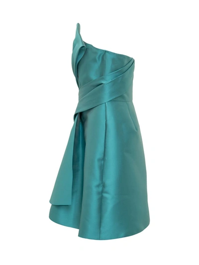 Shop Alberta Ferretti Mikado Dress In Blue