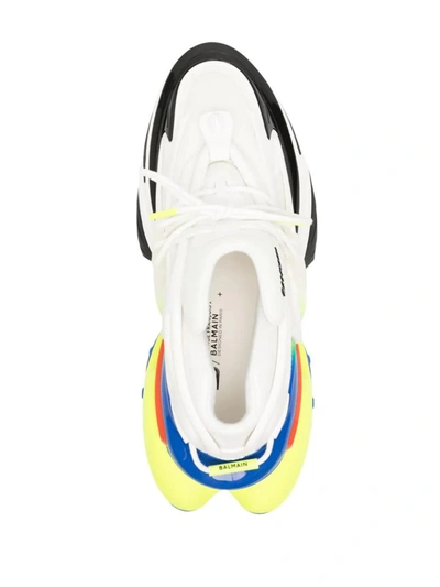 Shop Balmain Unicorn Sneakers With Color-block Design In White