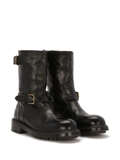 Shop Dolce & Gabbana Horseride Leather Boots In Black