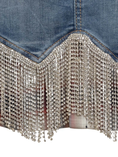 Shop Dsquared2 Skirt With Crystals Medium Proper Wash Denim In Blue