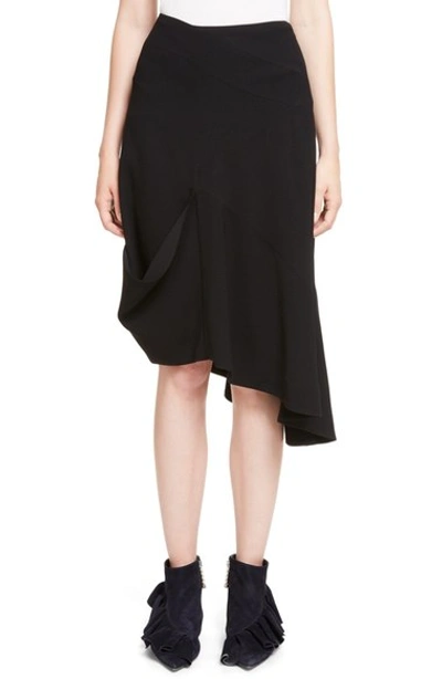 Shop Jw Anderson Asymmetrical Cuff Hem Crepe Skirt In Black