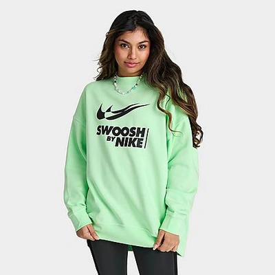 Shop Nike Women's Sportswear Swoosh Oversized Crewneck Sweatshirt In Vapor Green