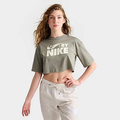 Shop Nike Women's Swoosh Cropped T-shirt In Dark Stucco/sail