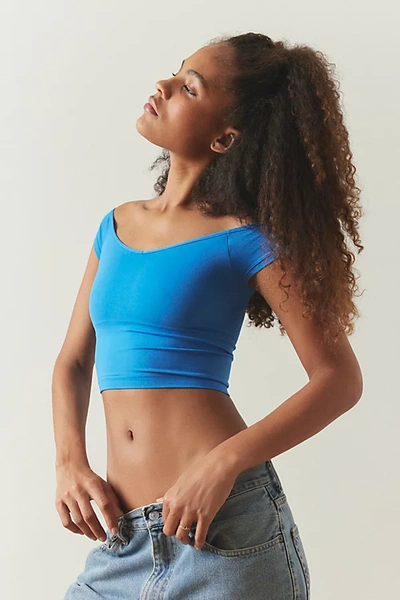 Shop Out From Under Ballet Off-the-shoulder Top In Blue, Women's At Urban Outfitters