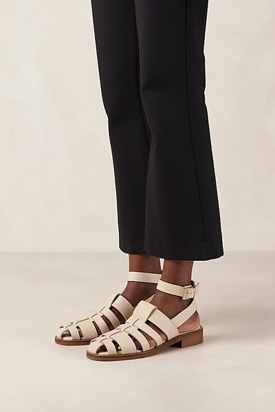 Shop Alohas Perry Leather Fisherman Sandal In Cream, Women's At Urban Outfitters