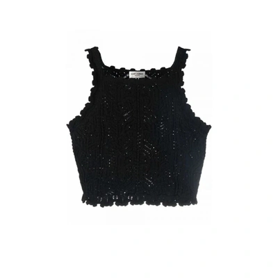 Shop Saint Laurent Crochet Knit Top In Black