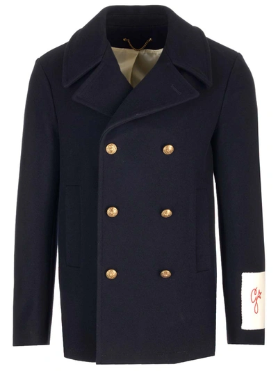 Shop Golden Goose Double-breasted Peacoat In Blue