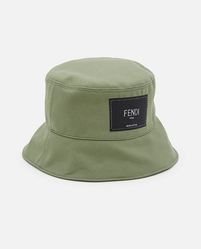 Shop Fendi Cotton Bucket Hat In Green