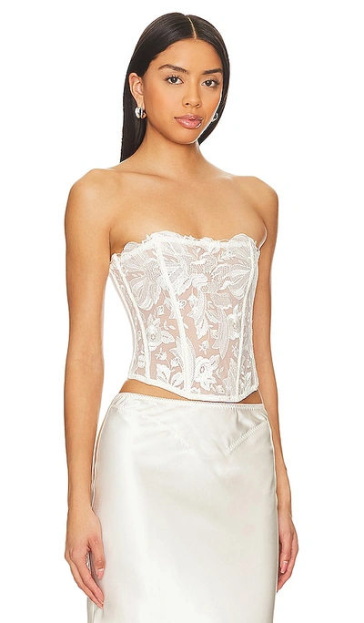 Fleur Du Mal Floral Bow Embroidery Corset Top In Ivory