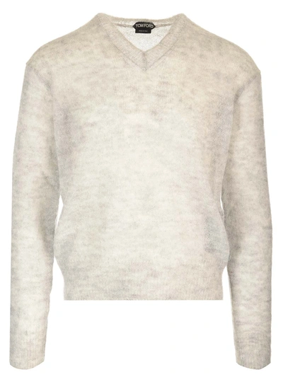 Shop Tom Ford V-neck Sweater In Grey