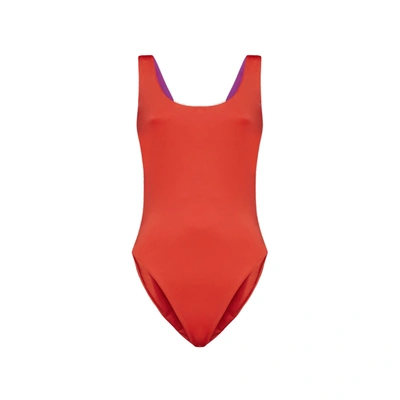 Shop Off-white One-piece Logo Swimsuit In Red