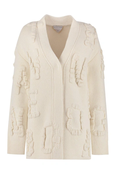 Shop Bottega Veneta All-over Jacquard Knit Oversized Cardigan In White