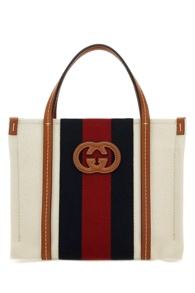 Shop Gucci Multicolor Canvas Handbag In White