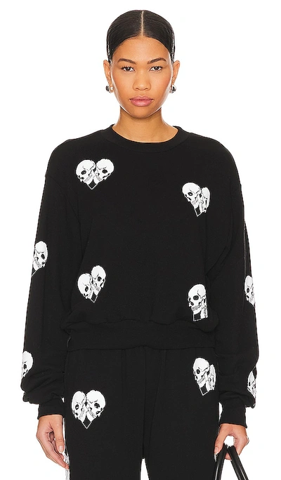 Shop Lauren Moshi Spalding Skull Heart Pullover In Black