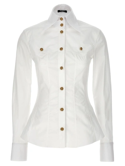 Shop Balmain 'wester' Shirt In White