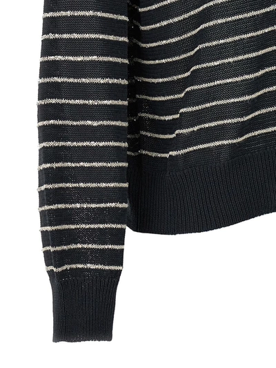 Shop Brunello Cucinelli Sequin Striped Cardigan In Gray
