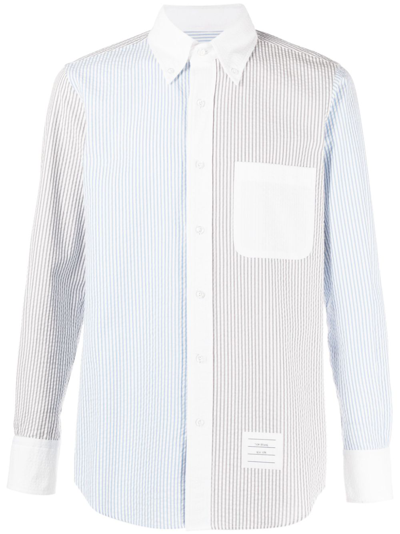Shop Thom Browne Multicolour Striped Cotton Shirt In Blue