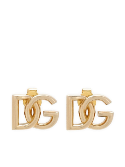 Shop Dolce & Gabbana Gold-tone Dg Stud Earrings