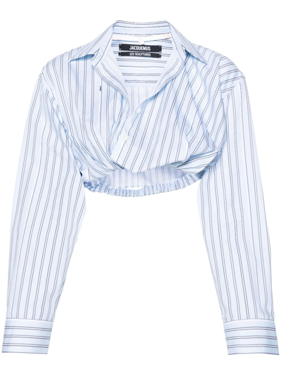 Shop Jacquemus Blue La Chemise Bahia Striped Shirt