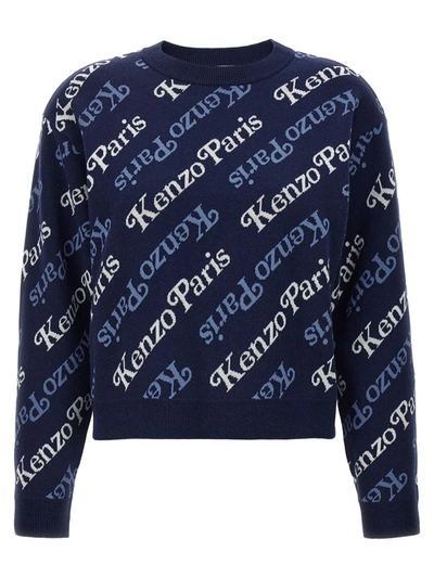 Shop Kenzo All Over Logo Sweater In Blue