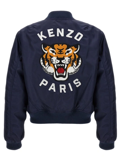 Shop Kenzo 'lucky Tiger' Bomber Jacket In Blue