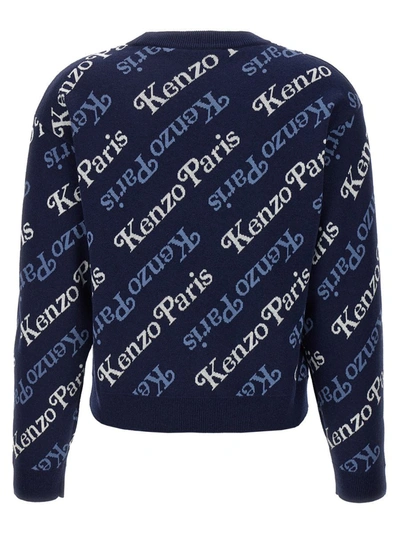 Shop Kenzo All Over Logo Sweater In Blue