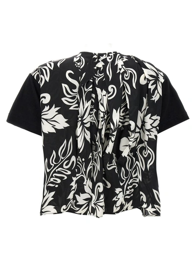 Shop Sacai Floral Print T-shirt In Black