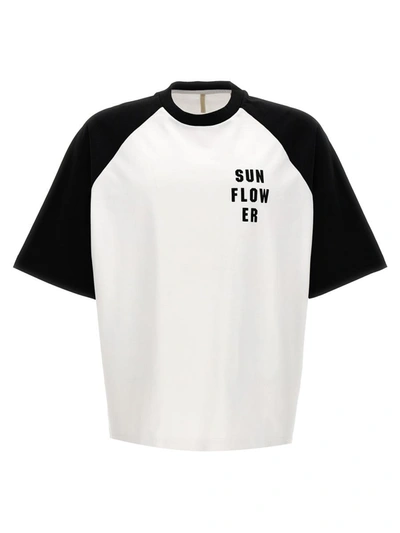 Shop Sunflower 'baseball' T-shirt In White/black