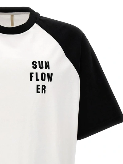 Shop Sunflower 'baseball' T-shirt In White/black