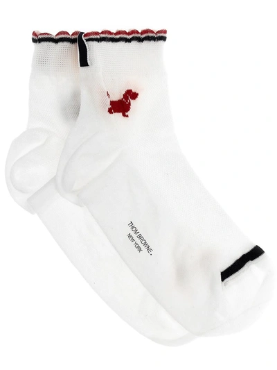 Shop Thom Browne 'hector' Socks In White