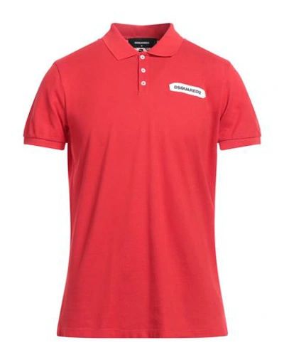 Shop Dsquared2 Man Polo Shirt Red Size L Cotton